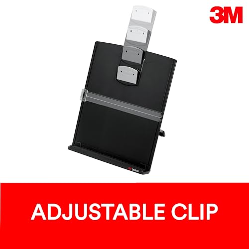 3M Desktop Document Holder for Monitor, 3.375 in x 12.0 in x 1.75 in | Desktop Document Holder For Desk And Typing, Adjudtable, Space Saving Design Holds Papers Vertical For Easy Viewing