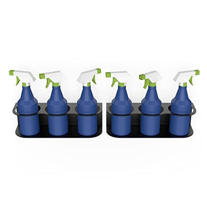 6 All-Purpose Spray Bottle Holder | Easy Install Wall Mount Hardware Included | Heavy-Duty Powder Coated Steel Storage Rack for Garage And Home | Craft Workspace Paint Bottle Organizer USA Made