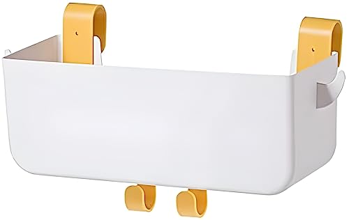 Bunk Bed Shelf for Top Bunk Plastic Bedside Shelf Accessories for Kids Bunk Bed Caddy with Hooks For Bed Rail, White, 11 lbs Capacity