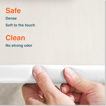 Roving Cove HeftyFit Edge Protector for Baby Proofing (12ft Large Edge Only), Heavy-Duty Soft Furniture Edge Bumper Guards, Desk Edge Cushion, Wall Corner Covers, 3M Adhesive, Oyster White (Off White)