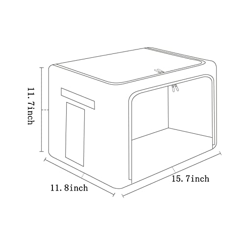 FHSQX 2 Pack Clothes Storage Bins with Metal Frame, Beige, 15.7x11.8x11.7 Inch
