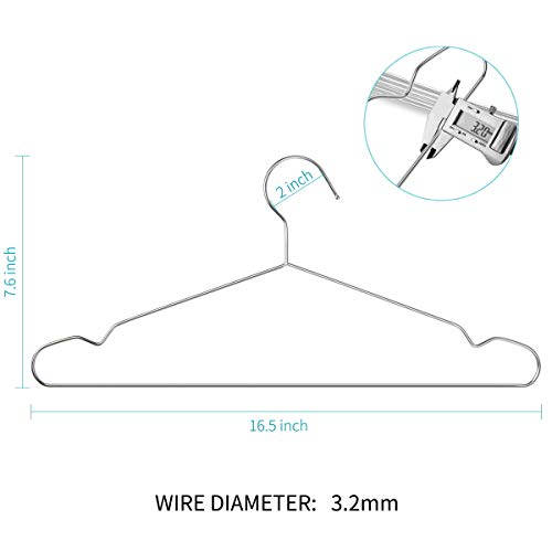 40-Pack Heavy-Duty Stainless Steel Hangers – 15lb Capacity, Rustproof Metal Closet Hangers with Notched Design for Straps, Ideal for Home, Dorm, Laundry & Outdoor Use, Silver