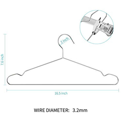 40-Pack Heavy-Duty Stainless Steel Hangers – 15lb Capacity, Rustproof Metal Closet Hangers with Notched Design for Straps, Ideal for Home, Dorm, Laundry & Outdoor Use, Silver