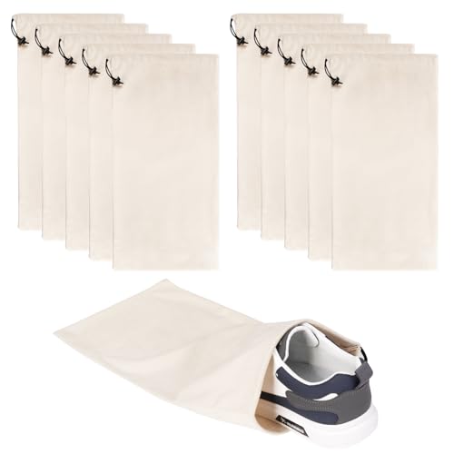 10 Pcs Single Shoe Bags for Travel, Dustproof Drawstring Travel Shoe Bag | 18"X9"shoe travel bag for Packing, Shoe Bag storage Sneaker Travel Bags, Washable Reusable dust bags for Handbags Shoes Toys