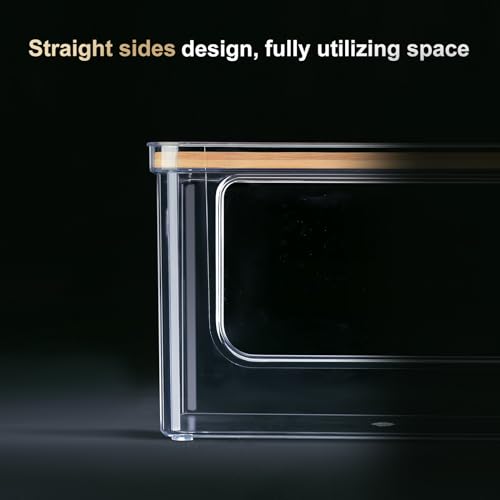 Stackable Storage with Bamboo Top for Laundry Room Organization, Extra Large Trash Bag/Garbage Bag Dispenser, Under Sink Organizer, Pantry Organizers