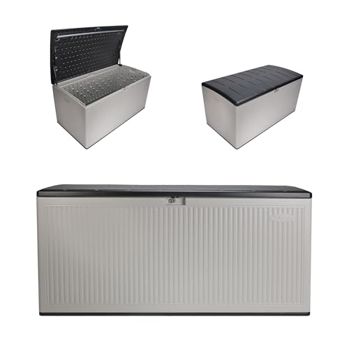 XL Deck Box, 160 Gal, Resin Reeded, Lockable, Iron... (Black | Resin)
