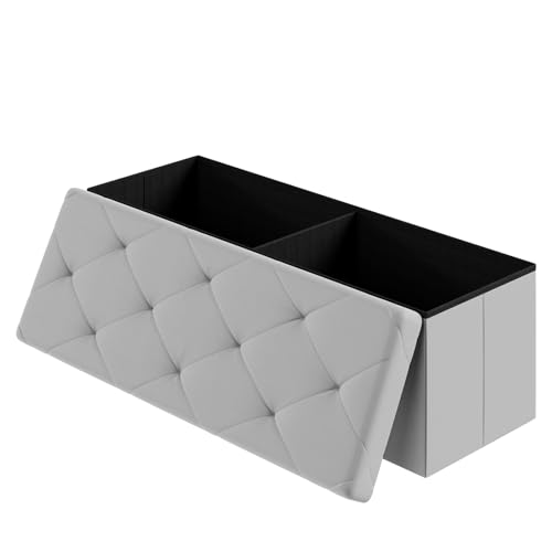 43 Inch Folding Ottoman with Storage Bench, Foot R... (Grey)