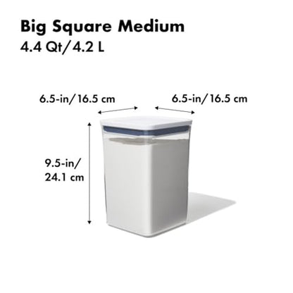 OXO, Good Grips Pop Container - 4.4 Qt/, Airtight Food Storage Containers, 142 Fl Oz