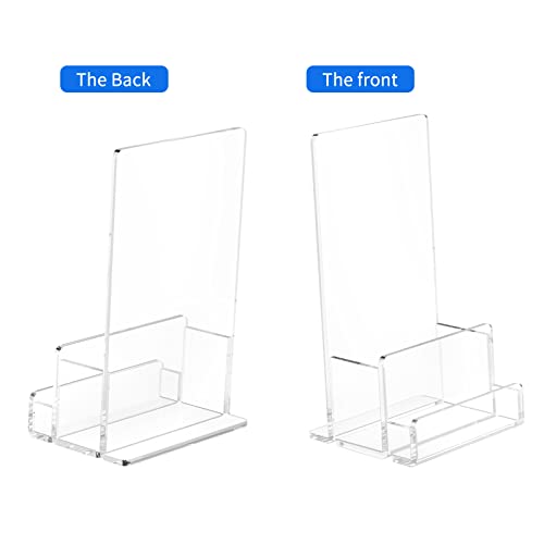 NIUBEE Acrylic Brochure Holder 4‘’, Pamphlet Rack Card Flyer Display Stand | 3mm thick acrylic stand combining brochure holder and business card slot, stable freestanding design for commercial scenes