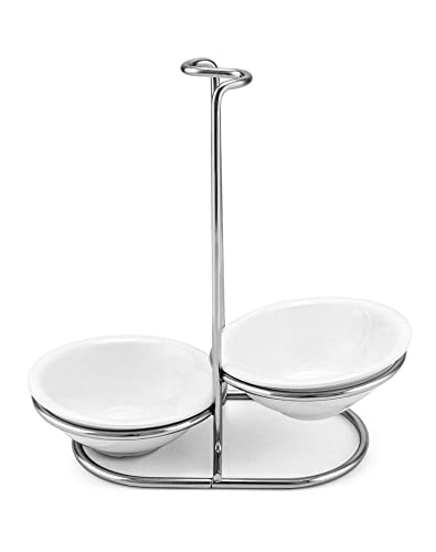Standing Spoon Rest, Ceramic Cutlery Stand Upright... (White/Silver | Ceramic)