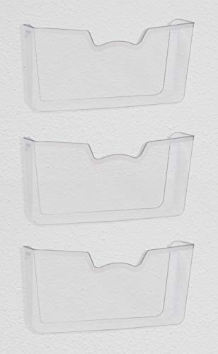 Simple Houseware Clear Wall Mount Single Pocket Hanging File Holder, 3-Pack | Wall File Holder Organizer for Paper and Documents