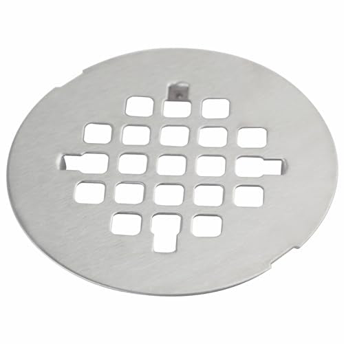 HIDROP Brushed Nickel Snap-in Shower Floor Drain Cover,4-1/4" OD Round Grid | Stainless Steel Shower Floor Drain, Replacement Shower Drain Cover, Hair Catcher, Easy-to-Install, Round Bathroom Drain Cover
