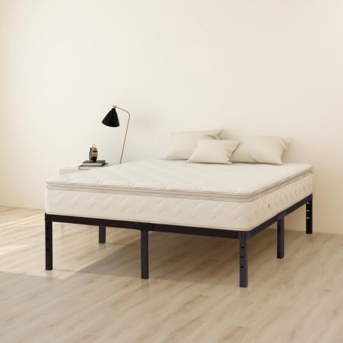Wulanos King Size Bed Frame, 3500lbs Heavy Duty Metal Frames with Steel Slats Support 14 Inch High Platform Bedframe with Storage, No Box Spring Needed, Sturdy and Durable Noise-Free, Black