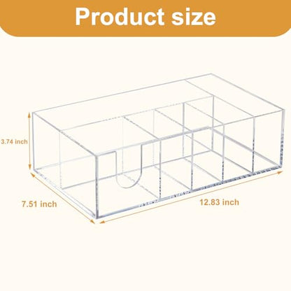 Acrylic Paper Plate Organizer for Countertop, Silverware Caddy for Cups, Napkins, Paper Plate and Utensil Holder, Cutlery Caddy for Party, Camping, Picnic