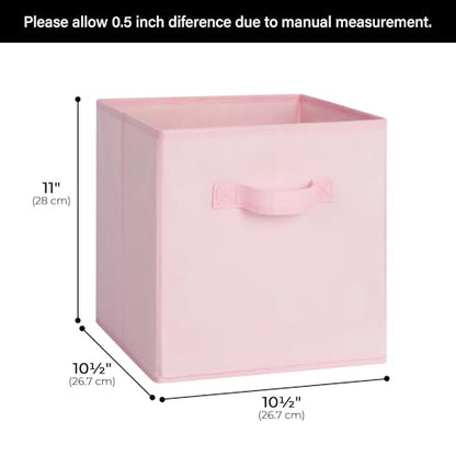 Cupic Cupid 11x11 Storage Cubes, 6 Pack Open Storage Bins with Handles, Storage Cube Organizer for Clothes and Toys, Collapsible Cube Bins for Closet, Shelves, Offices, Pink
