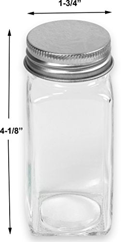 Simple Houseware Spice Jars 4-oz Square Glass Bottles, 12 Pack