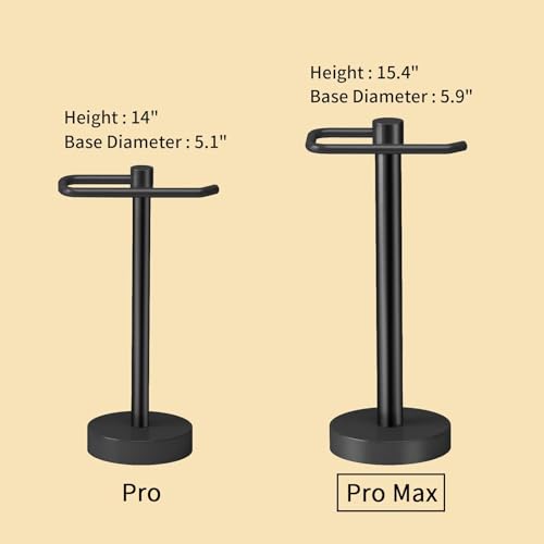Hand Towel Holder Stand Countertop, Pro Max Matte Black | Towel Rack Free Standing Towel Bar Hanger for Bathroom Kitchen