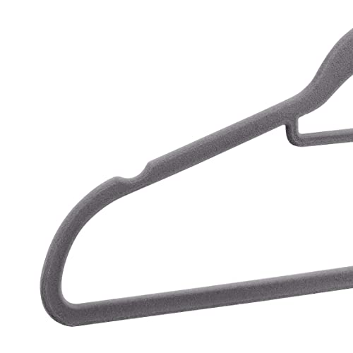 Amazon Basics Space Saving Heavy Duty Non-Slip Velvet Suit Hangers with Horizontal Tie Bar, Sturdy for Clothes Organization and Storage, Dark Gray, 50-Pack