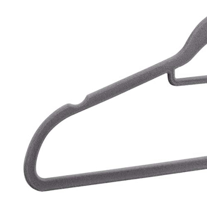 Amazon Basics Space Saving Heavy Duty Non-Slip Velvet Suit Hangers with Horizontal Tie Bar, Sturdy for Clothes Organization and Storage, Dark Gray, 50-Pack