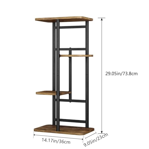 LINZINAR Plant Stand Indoor 4 Tier Metal Corner Tall Flower Shelf | Plant Rack for Multiple Plants, Tiered Flower Plant Holder for Patio, Garden, Balcony, Living Room, Bedroom Black