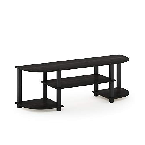Furinno Turn-S-Tube Wide TV Entertainment Center, Espresso/Black | Toolless Entertainment Center with Open Storage Shelves, Media Console Table with Soundbar Shelf for Living Room, Bedroom