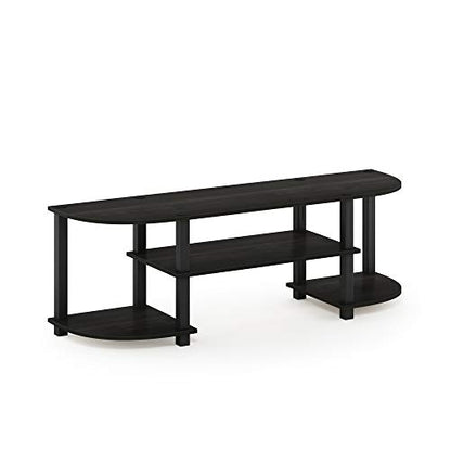 Furinno Turn-S-Tube Wide TV Entertainment Center, Espresso/Black | Toolless Entertainment Center with Open Storage Shelves, Media Console Table with Soundbar Shelf for Living Room, Bedroom