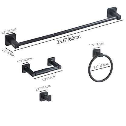 Matte Black Bathroom Hardware Set 4 Pieces,Bathroom Accessories Set Stainless Steel Wall Mounted, Hand Towel Bar, Towel Ring, Robe Towel Hooks,Toilet Paper Holder,Towel Bar Set, 23.6 Inch