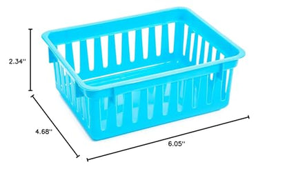 Bright Creations 12 Pack Small Plastic Classroom Storage Bins for Organization and School Supplies 6 Colors (6.2 x 4.8 x 2.4 inches)