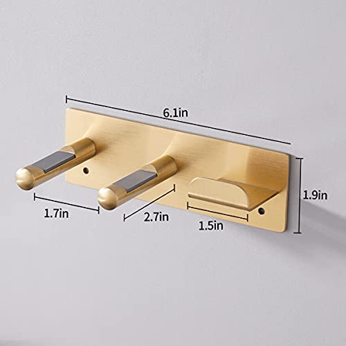 Hair Dryer Holder, Self Adhesive Blow Dryer Holder, Stainless Steel Hair Dryer Stand, Hair Dryer Holder Wall Mounted Compatible with Dyson Blow Dryer Gold
