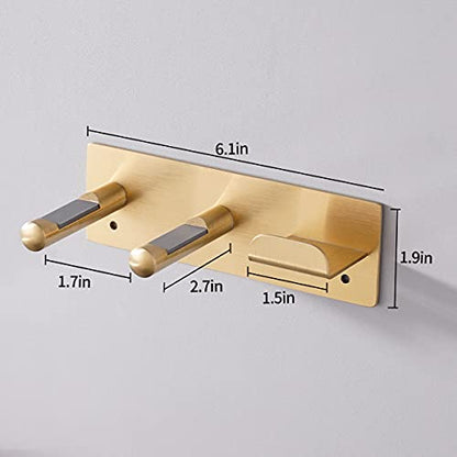 Hair Dryer Holder, Self Adhesive Blow Dryer Holder, Stainless Steel Hair Dryer Stand, Hair Dryer Holder Wall Mounted Compatible with Dyson Blow Dryer Gold