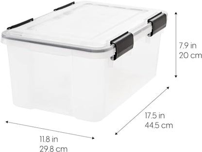 IRIS USA 6-Pack 19 Qt Storage Bins with Gasket Lids, Clear/Black | WeatherPro seal protects shoes, crafts, documents and supplies from dust and moisture