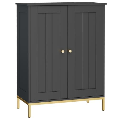 Bathroom Storage Cabinet, Freestanding Floor Cabinet, Black | Bathroom Organizers and Storage, Adjustable Shelves, Small Cabinet for Bathroom Living Room Laundry Room