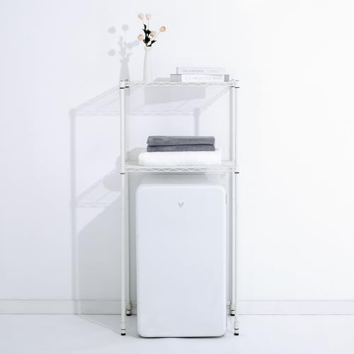 Zvyteay Mini Fridge Shelf Adjustable Height Storage Shelf Metal Storage Rack Mini Fridge and Microwave Stand for Dorm, Apartments, Kitchen, Office, White