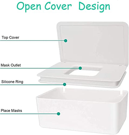 Moorfowl Masks AVAILABLE Container Masks Dispenser 8.2" L * 4.9" W * 3.9" H | Face Mask Dispenser Organizer Storage Tabletop for Home Office Entryways