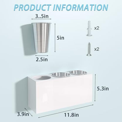 White Acrylic Hair Tool Organizer Wall Mount for Bathroom | Wall mount screw installation, Multi compartment storage, Moisture resistant acrylic material, Easy clean