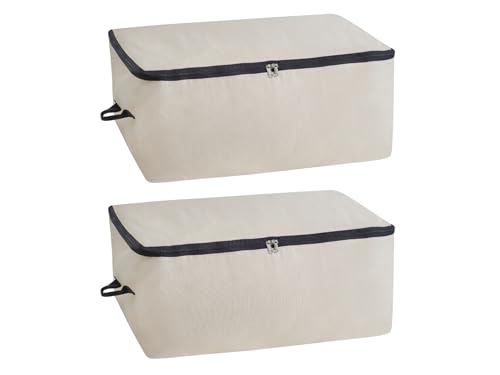 Canvas Storage Bags for Comforters and Blankets -... (2 Count | Brown | Cotton)