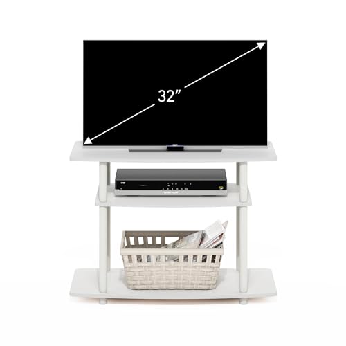 Furinno Turn-N-Tube TV Stand, 3-Tier No Tools Entertainment Center, TV Console for TV up to 32 Inch, for Living Room, Bedroom, White