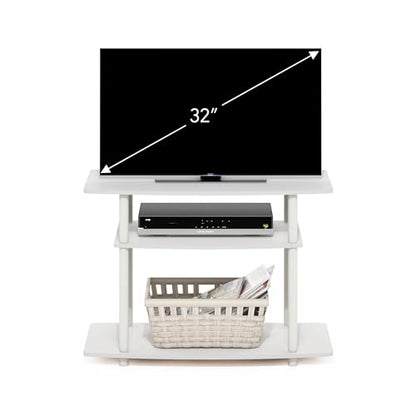 Furinno Turn-N-Tube TV Stand, 3-Tier No Tools Entertainment Center, TV Console for TV up to 32 Inch, for Living Room, Bedroom, White