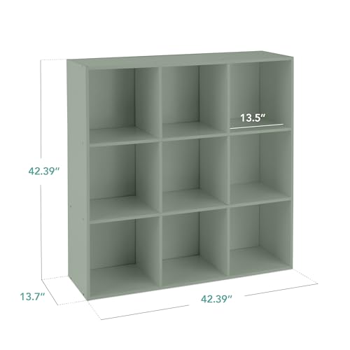 Best Choice Products Kids Bookcase 9-Cube Storage Organizer, 13.5in Shelf Opening, Bookshelf, Toy Storage, Customizable w/ 3 Removable Back Panels – Sage
