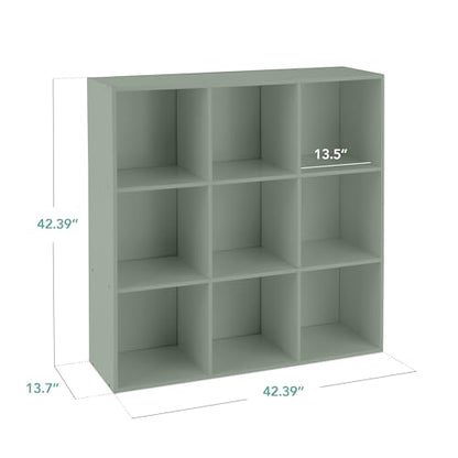 Best Choice Products Kids Bookcase 9-Cube Storage Organizer, 13.5in Shelf Opening, Bookshelf, Toy Storage, Customizable w/ 3 Removable Back Panels – Sage
