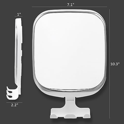 TAILI Shower Mirror Fogless for Shaving,Fogless Mirror for Shower with Tray | Shaving Mirror with Razor Holder, Anti Fog No Drill, Removable, Wall Mounted Bathroom Accessories with Powerful Suction,White