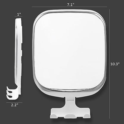 TAILI Shower Mirror Fogless for Shaving,Fogless Mirror for Shower with Tray | Shaving Mirror with Razor Holder, Anti Fog No Drill, Removable, Wall Mounted Bathroom Accessories with Powerful Suction,White
