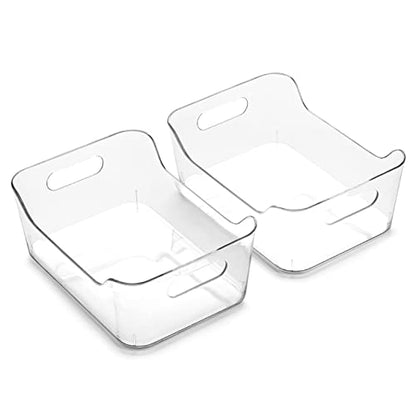 BINO | Plastic Storage Bins, Small - 2 Pack, Clear | THE SOHO COLLECTION | Pantry Organizers and Storage Containers Fridge Organizer Bins Kitchen Cabinet Organizer Medicine Cabinet Bin