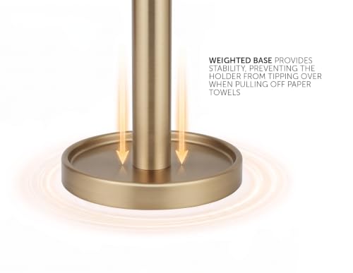 Ivilon Countertop Paper Towel Stand - Steady and Easy Tear - Fits All Paper Towel Rolls - Warm Gold