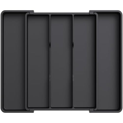 Lifewit Utensil Organizer for Kitchen Drawers, Expandable Cooking Utensil Tray, Adjustable Cutlery Silverware Flatware Holder, Plastic Spatula Tools Storage Divider, 11-18 x 14", Black