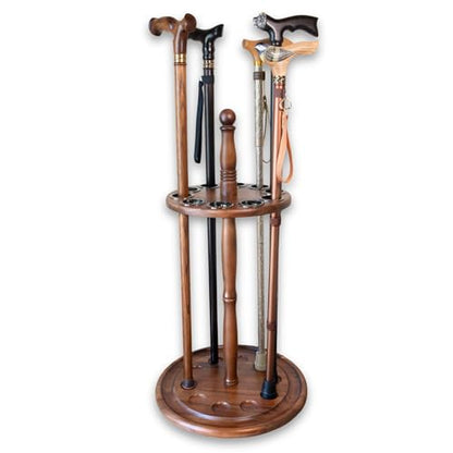 Asterom Cane Stand - Wooden Holder for Walking Sticks, Canes (Caramel)