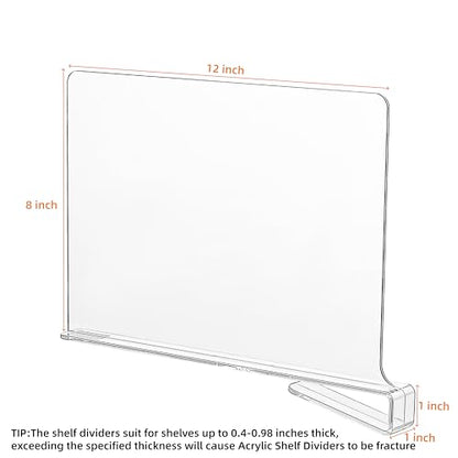 CY craft Acrylic Shelf Divider,Wood Shelf Dividers,Clear Closet Shelf Separators Clothing Organizer Perfect for Bedroom Shelving Organization and Kitchen Cabinet Shelf Storage,6 PCS