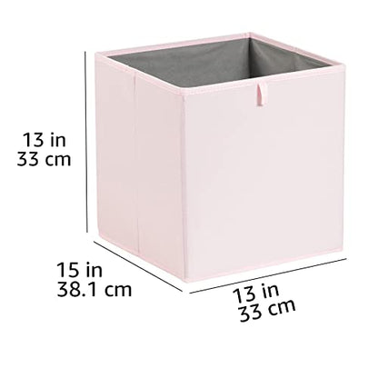 Amazon Basics Collapsible Cube Organizer Bins, Closet Storage Organizer Baskets for Shelves, Space-Saving, 13" x 15" x 13", Peony Pink, Pack of 6