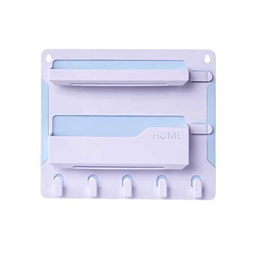 Bedside Shelf Wall Mount, Adhesive Bedside Shelf Accessories Organizer with Hooks and Cable Clips,Dorm Bedside Wall Storage for Phone, Remote, Earphone, Kindle,Plastic(White)