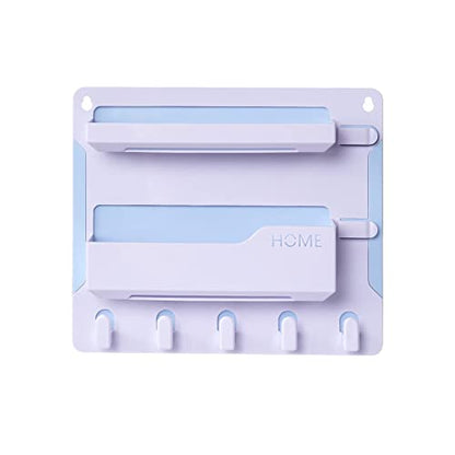 Bedside Shelf Wall Mount, Adhesive Bedside Shelf Accessories Organizer with Hooks and Cable Clips,Dorm Bedside Wall Storage for Phone, Remote, Earphone, Kindle,Plastic(White)